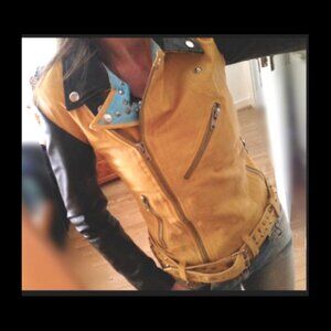 italian real leather jacket biker distressed